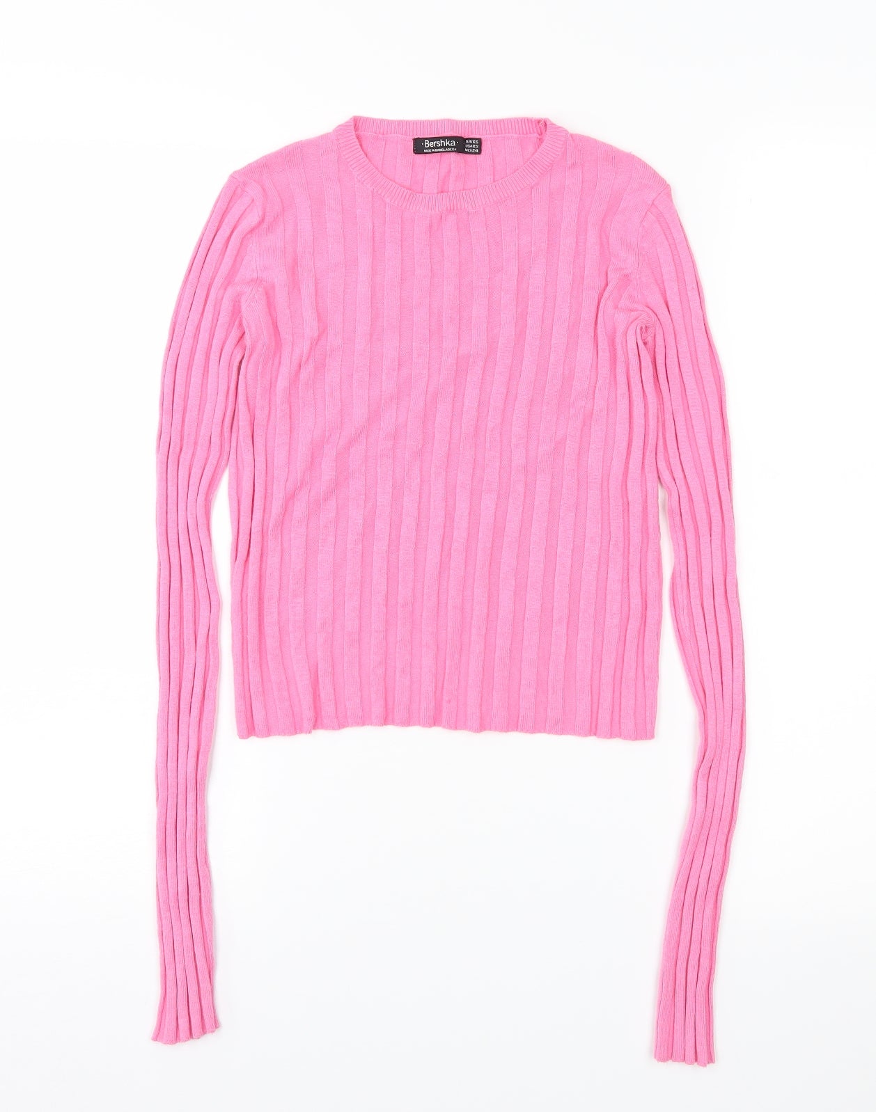 Bershka Womens Pink  Knit Basic T-Shirt Size 4
