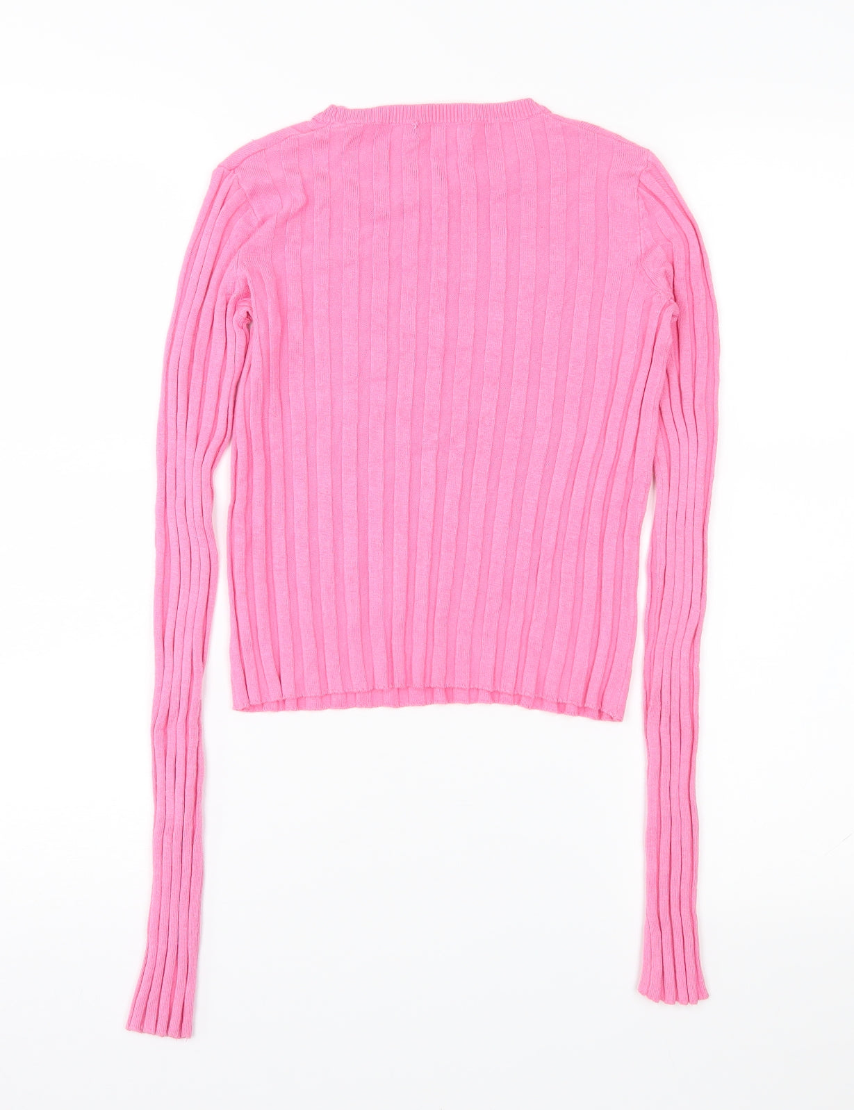 Bershka Womens Pink  Knit Basic T-Shirt Size 4
