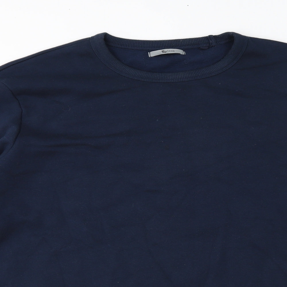 TU Mens Blue  Jersey Pullover Sweatshirt Size L