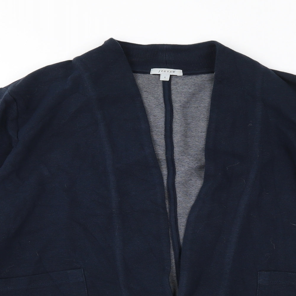 Jigsaw Womens Blue  Jersey Cardigan Jumper Size L