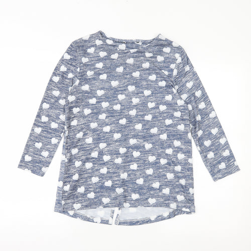 TU Womens Blue Geometric Jersey Top Pyjama Top Size 8