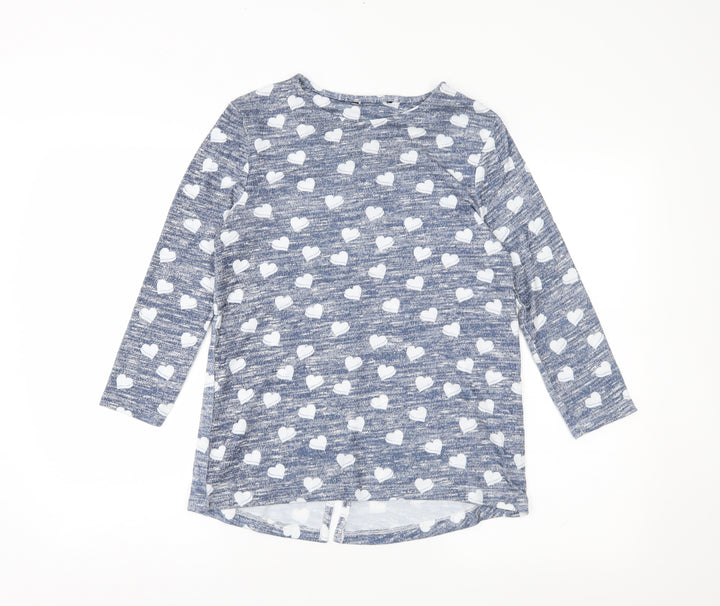 TU Womens Blue Geometric Jersey Top Pyjama Top Size 8