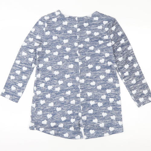 TU Womens Blue Geometric Jersey Top Pyjama Top Size 8