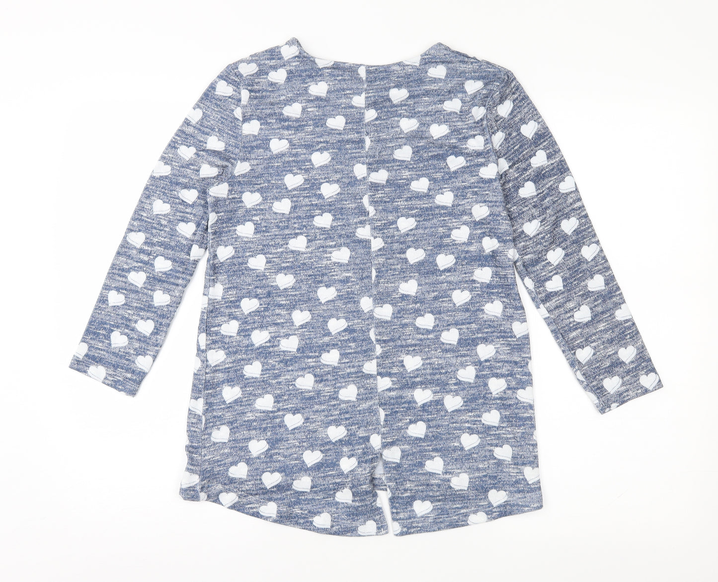 TU Womens Blue Geometric Jersey Top Pyjama Top Size 8