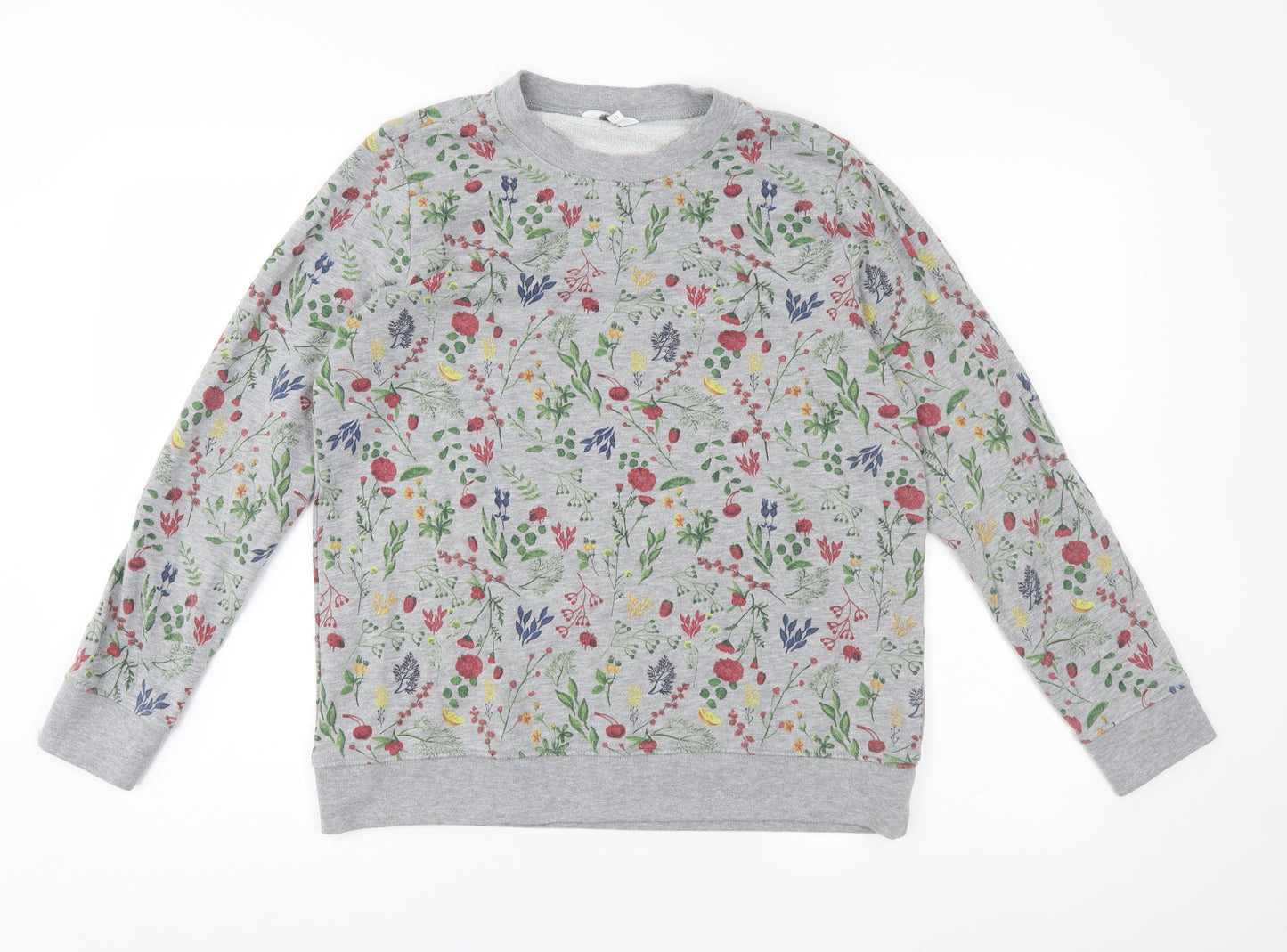 Cotton Traders Womens Grey Floral Jersey Pullover Sweatshirt Size 12