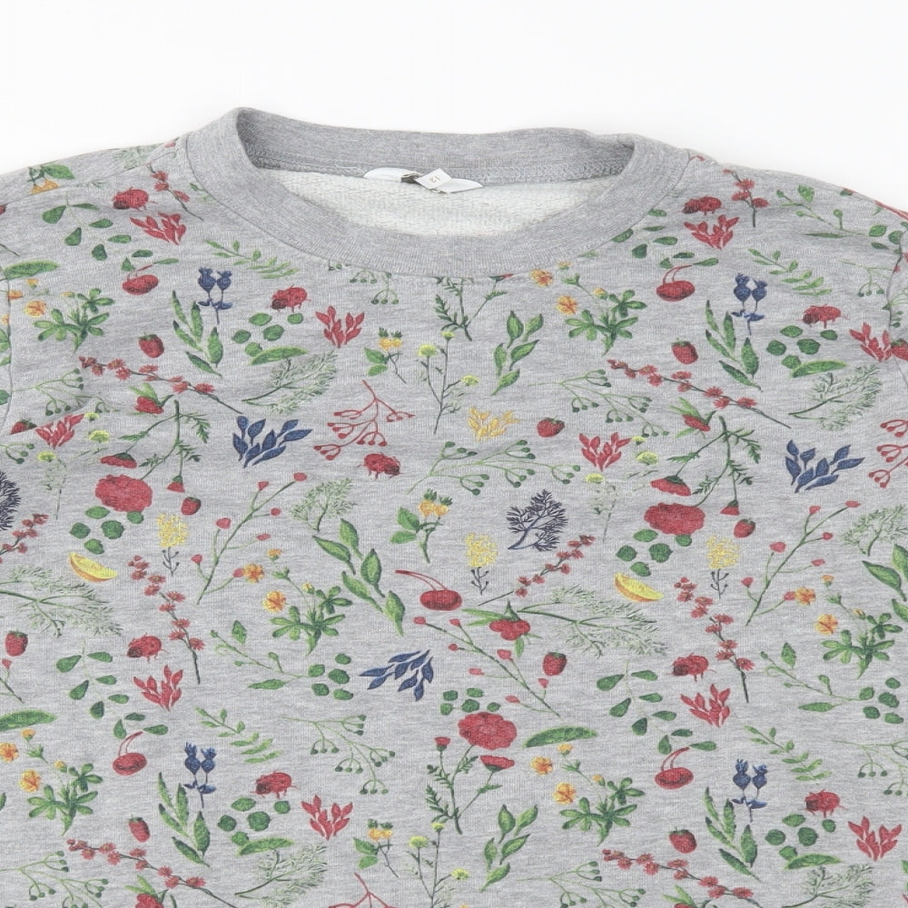 Cotton Traders Womens Grey Floral Jersey Pullover Sweatshirt Size 12