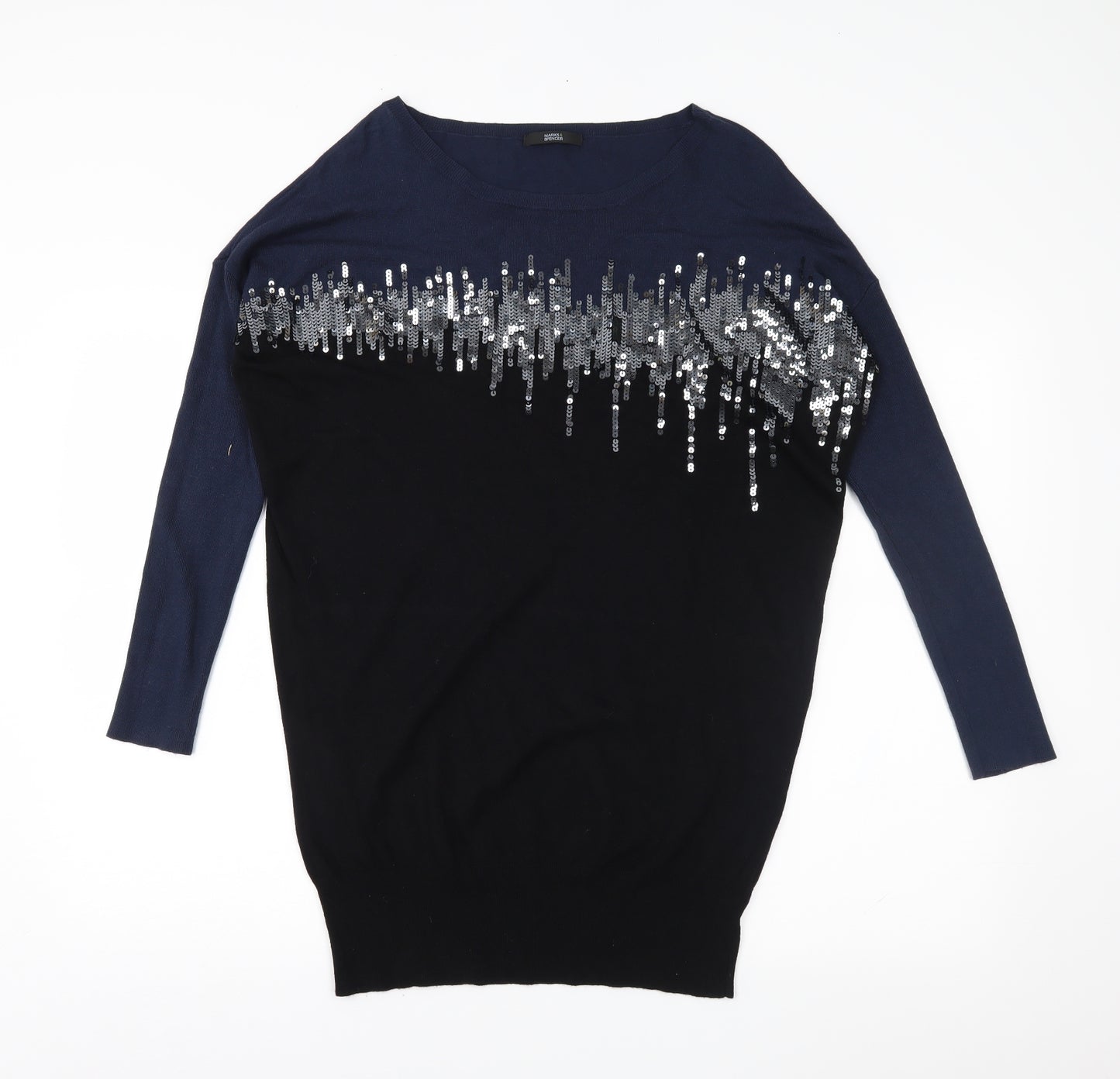 M&S Womens Blue  Knit Pullover Jumper Size 12
