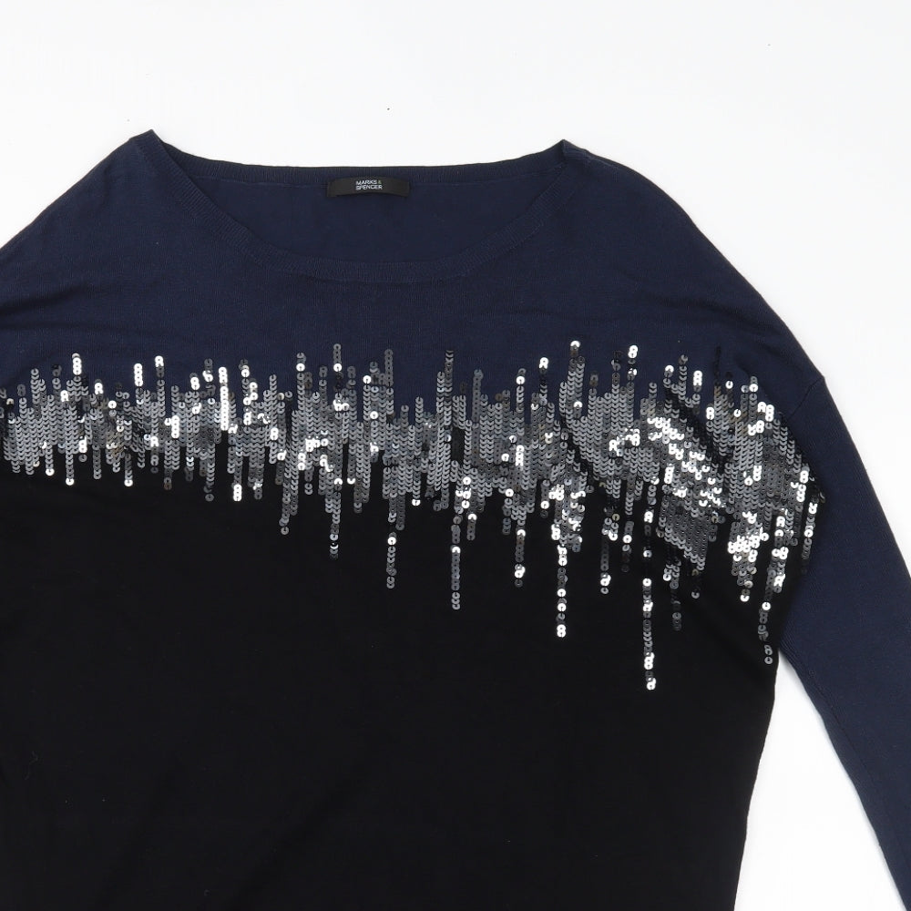 M&S Womens Blue  Knit Pullover Jumper Size 12