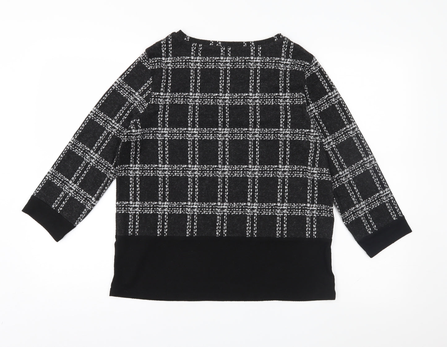 TU Womens Black Herringbone Knit Pullover Jumper Size 12