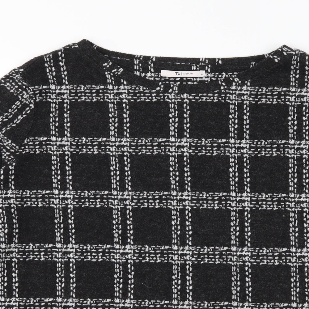 TU Womens Black Herringbone Knit Pullover Jumper Size 12