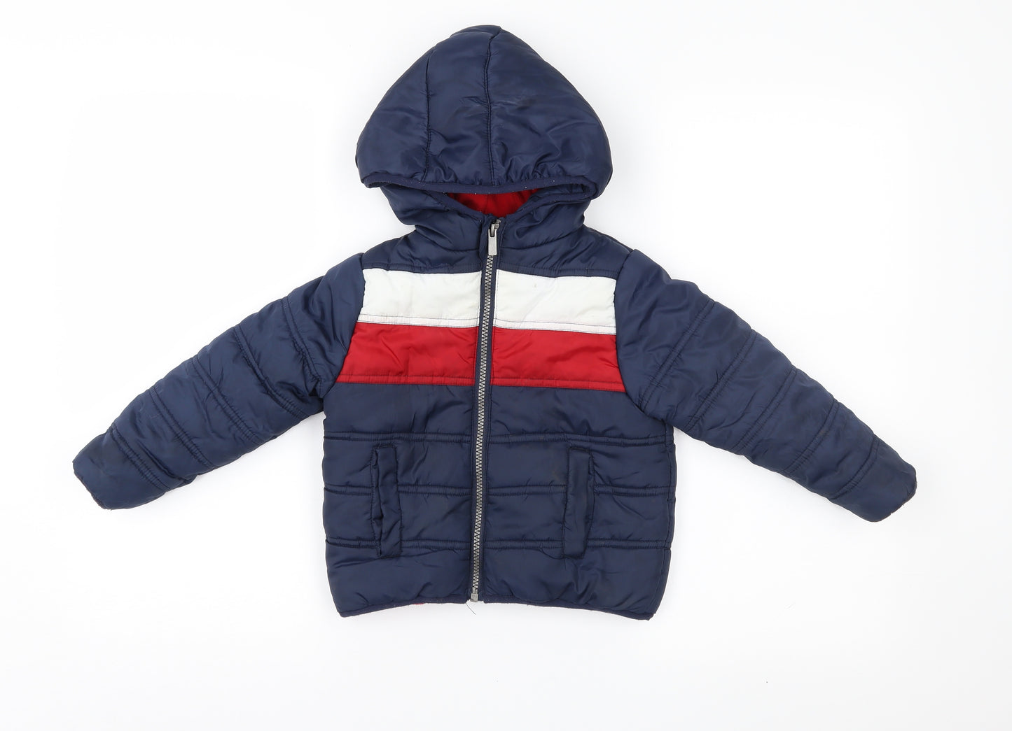Abcd R Boys Blue Striped  Puffer Jacket Coat Size 2-3 Years