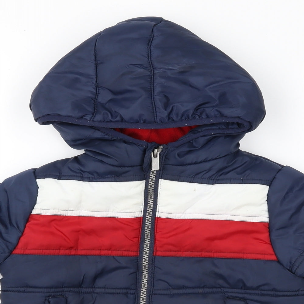 Abcd R Boys Blue Striped  Puffer Jacket Coat Size 2-3 Years