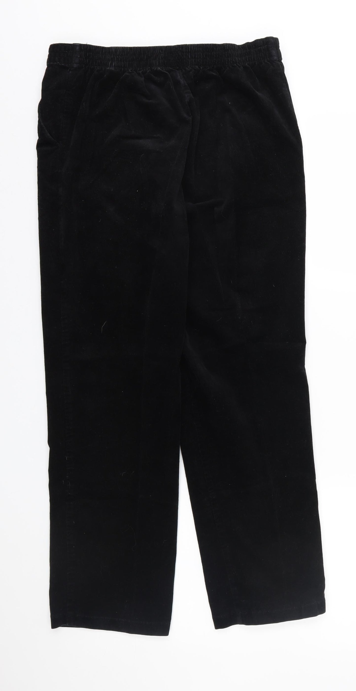 M&S Womens Black  Velvet Trousers  Size 12 L25 in