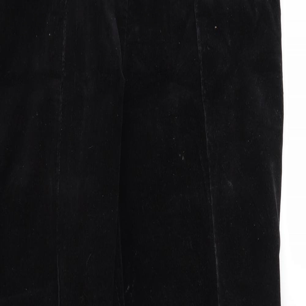 M&S Womens Black  Velvet Trousers  Size 12 L25 in