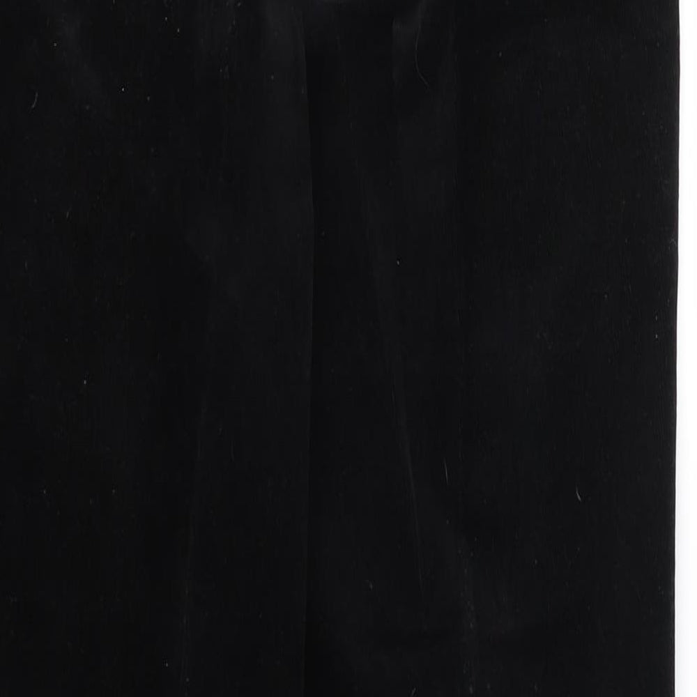 M&S Womens Black  Velvet Trousers  Size 12 L25 in