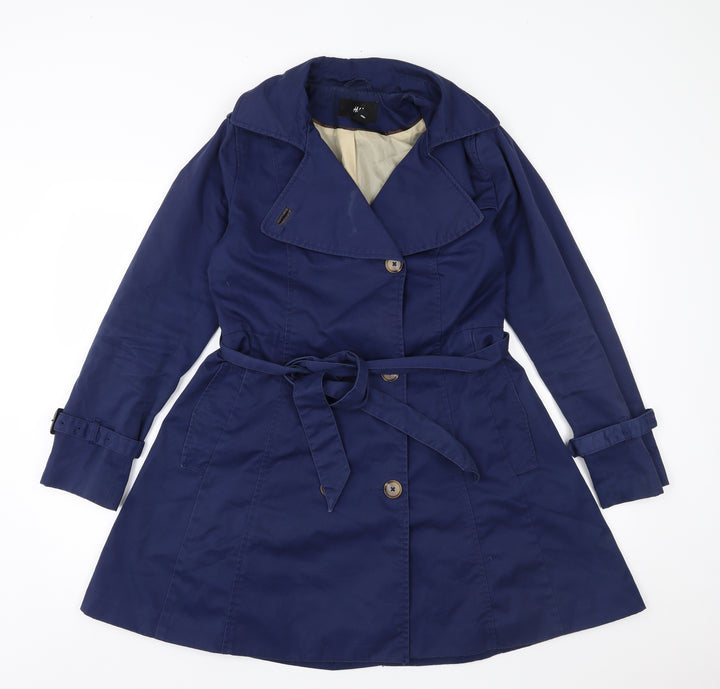 H&M Womens Blue   Overcoat Coat Size 10