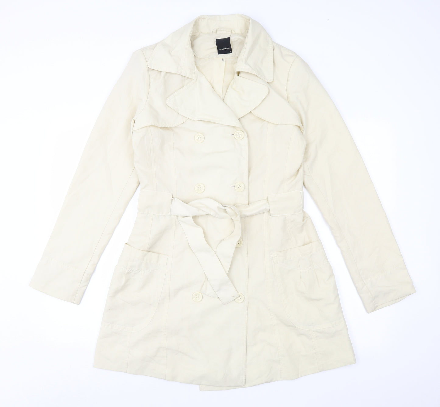 VERO MODA Womens Ivory   Overcoat Coat Size M