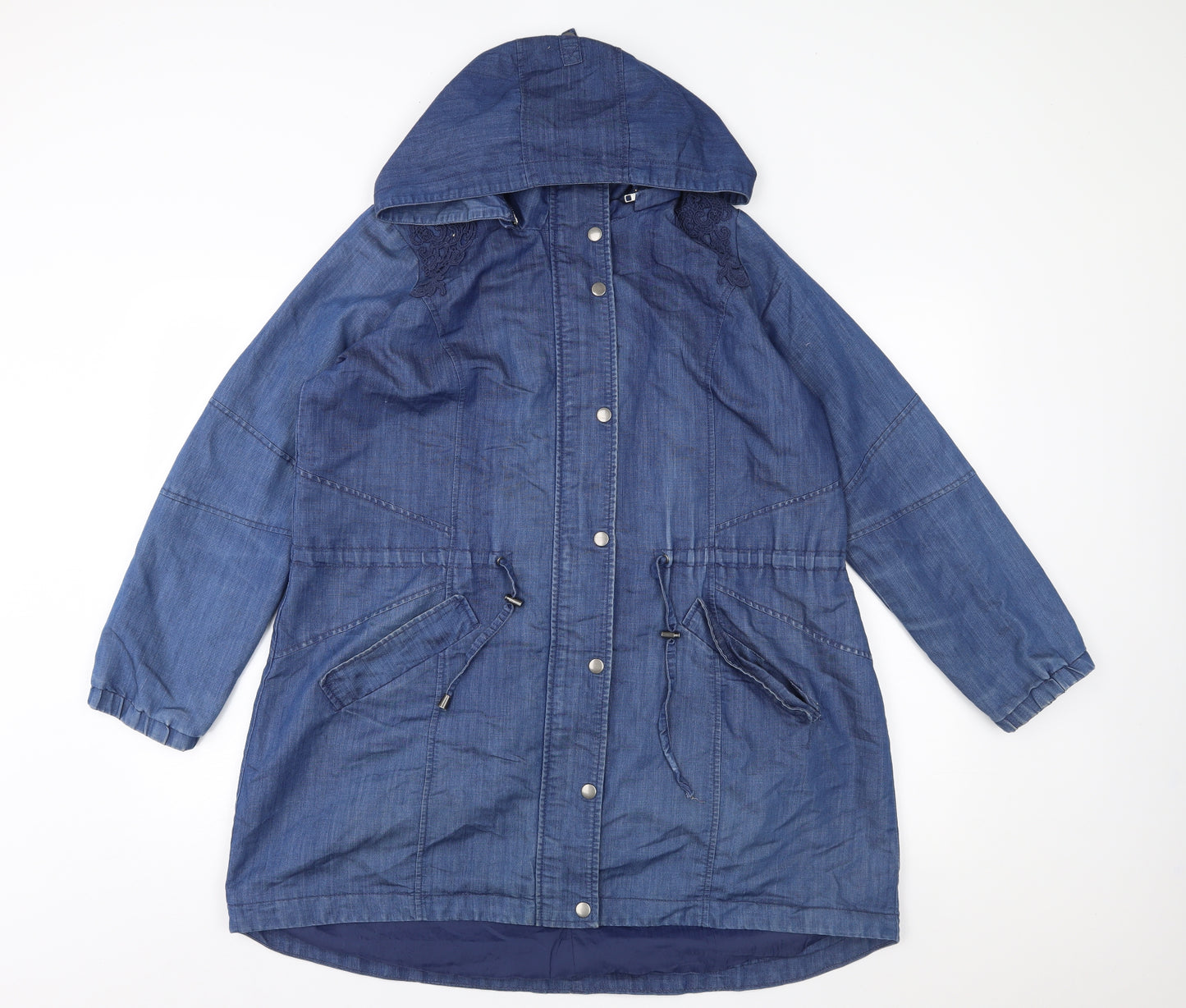 Together Womens Blue  Denim Overcoat Coat Size 10