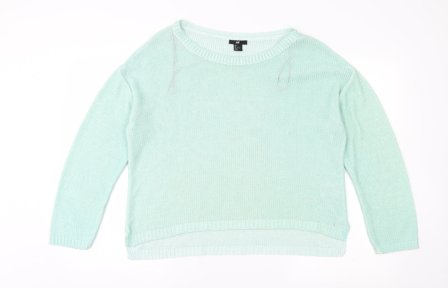 H&M Womens Green  Knit Pullover Jumper Size 14