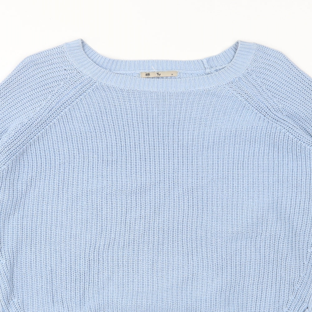 TU Womens Blue  Knit Pullover Jumper Size 14