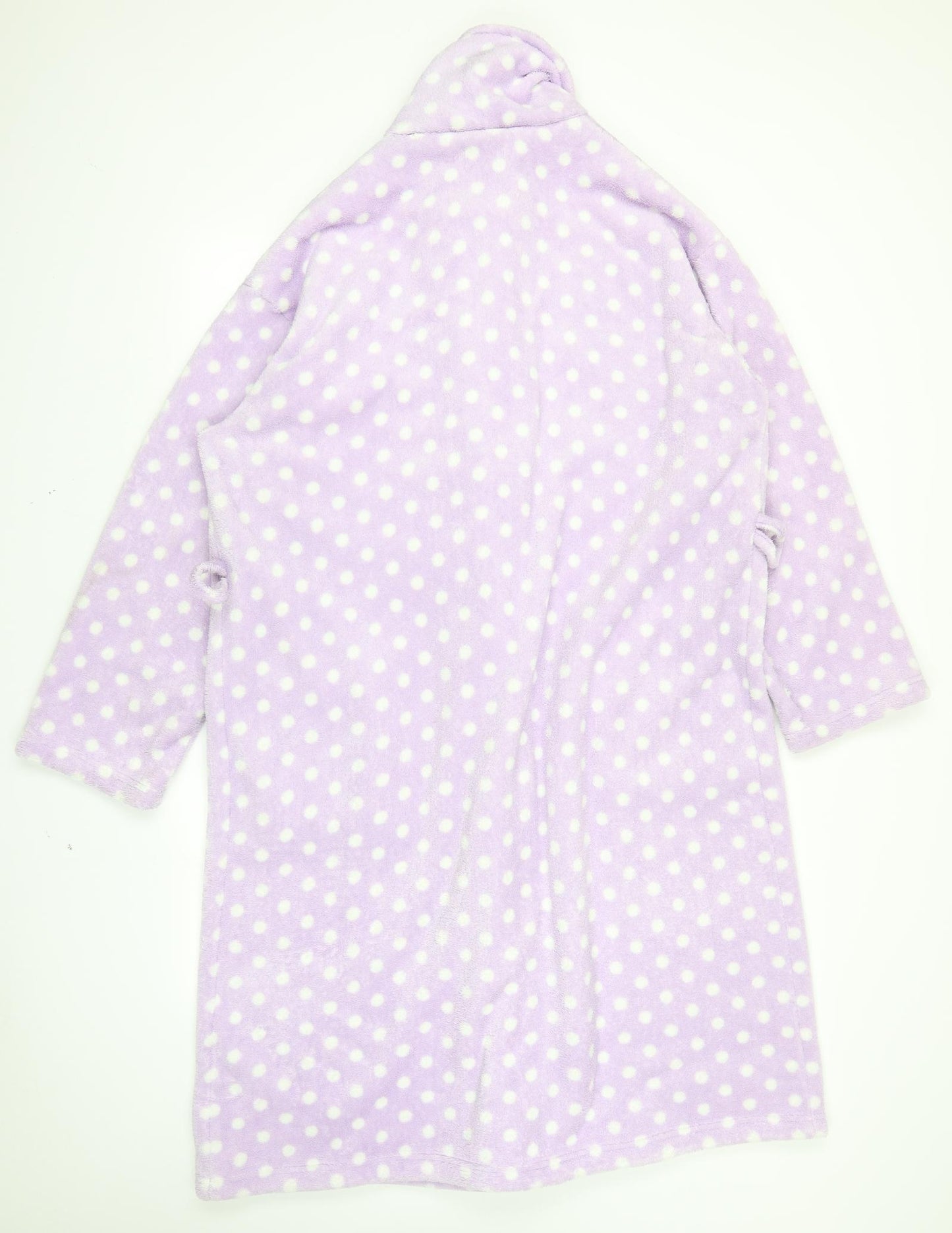 F&F Womens Purple Polka Dot Fleece Kaftan Robe Size L
