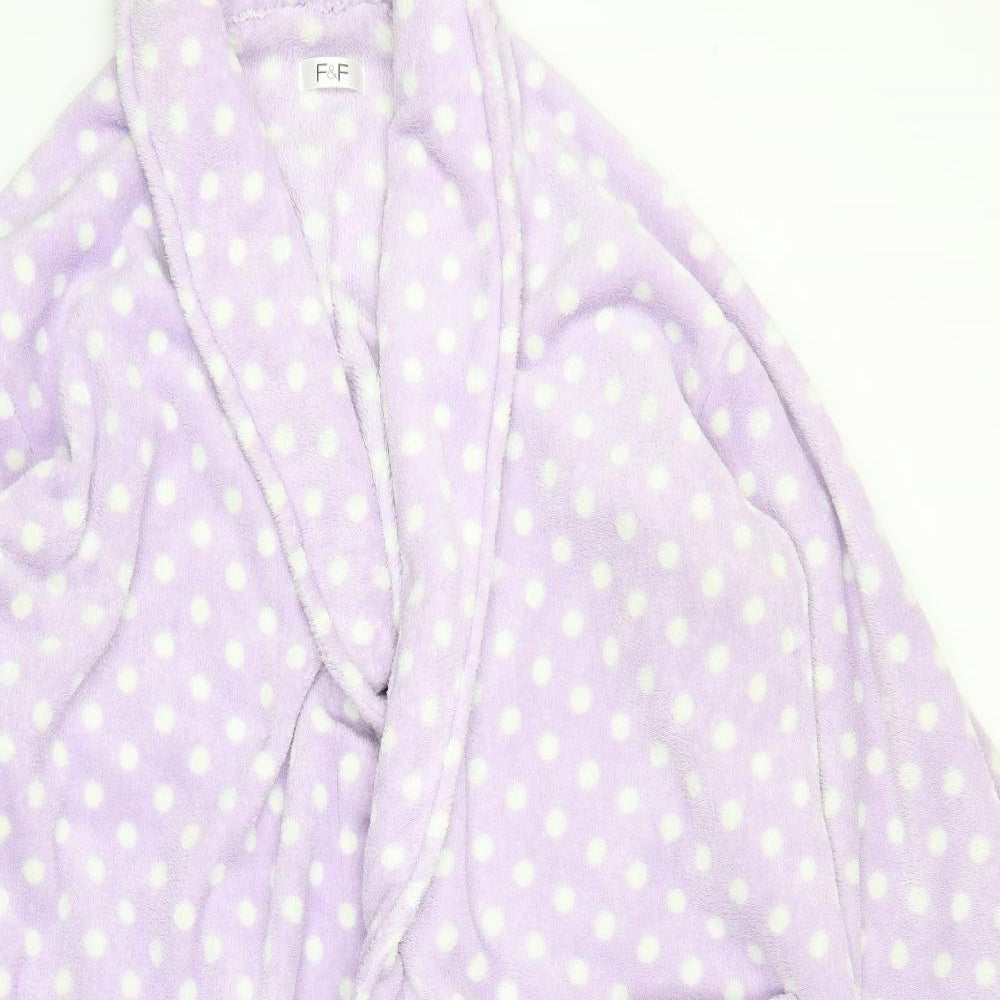 F&F Womens Purple Polka Dot Fleece Kaftan Robe Size L