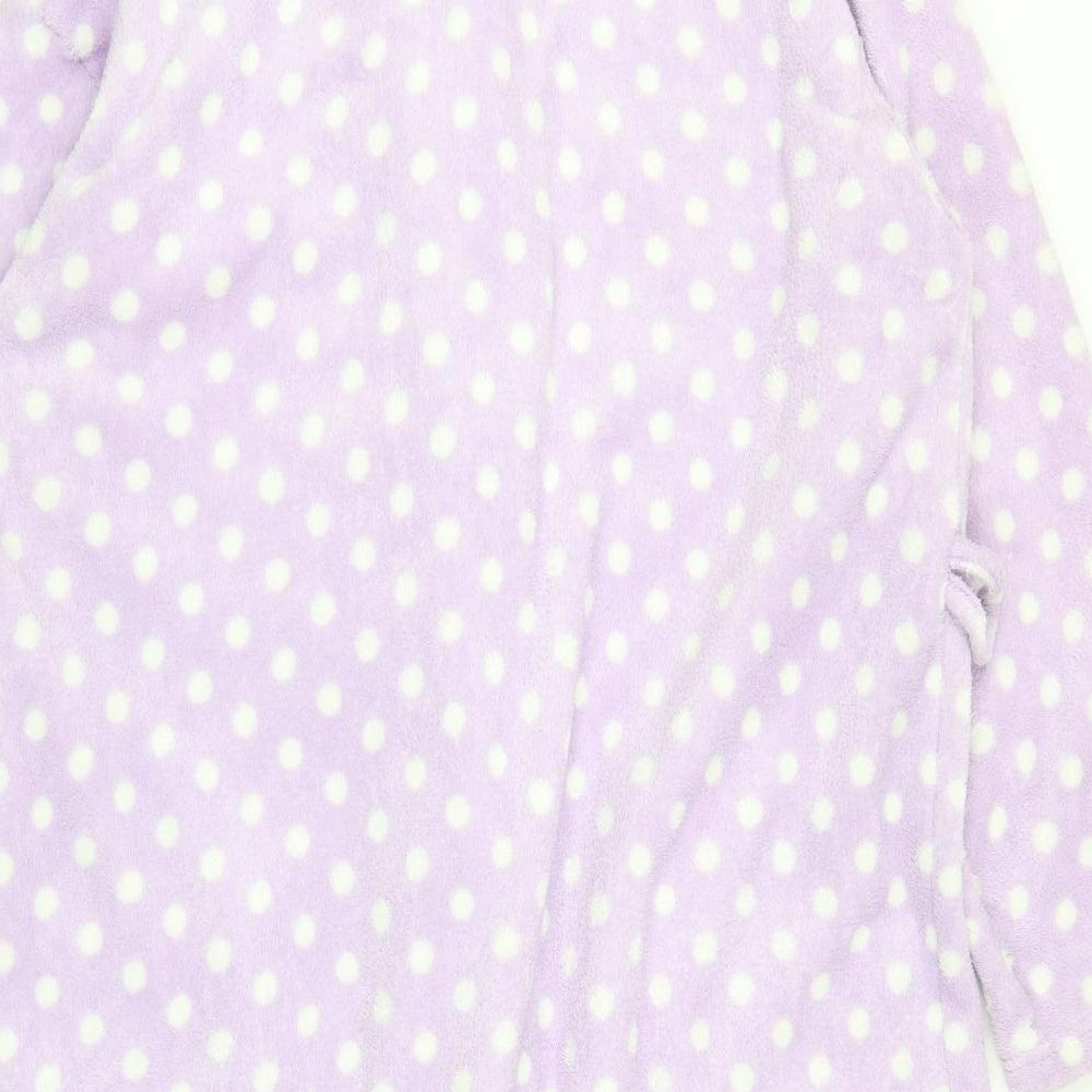 F&F Womens Purple Polka Dot Fleece Kaftan Robe Size L