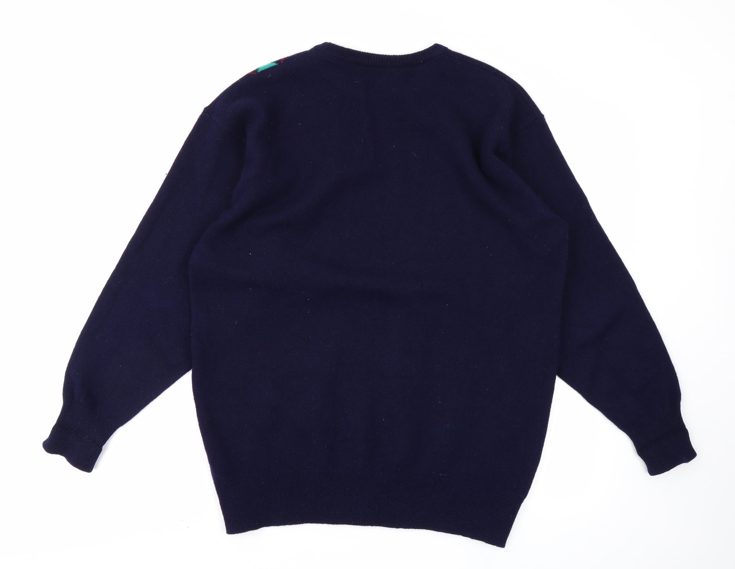 Clan Royal Mens Blue Argyle/Diamond Knit Pullover Jumper Size S