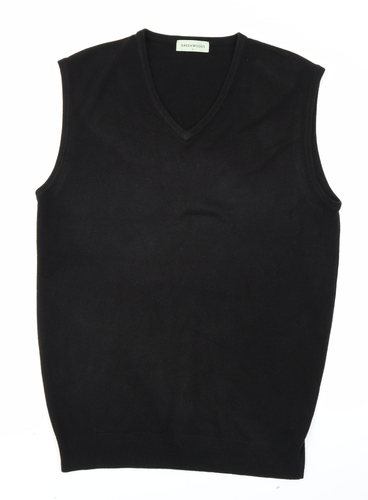 Greenwoods Mens Black  Knit Vest Jumper Size L