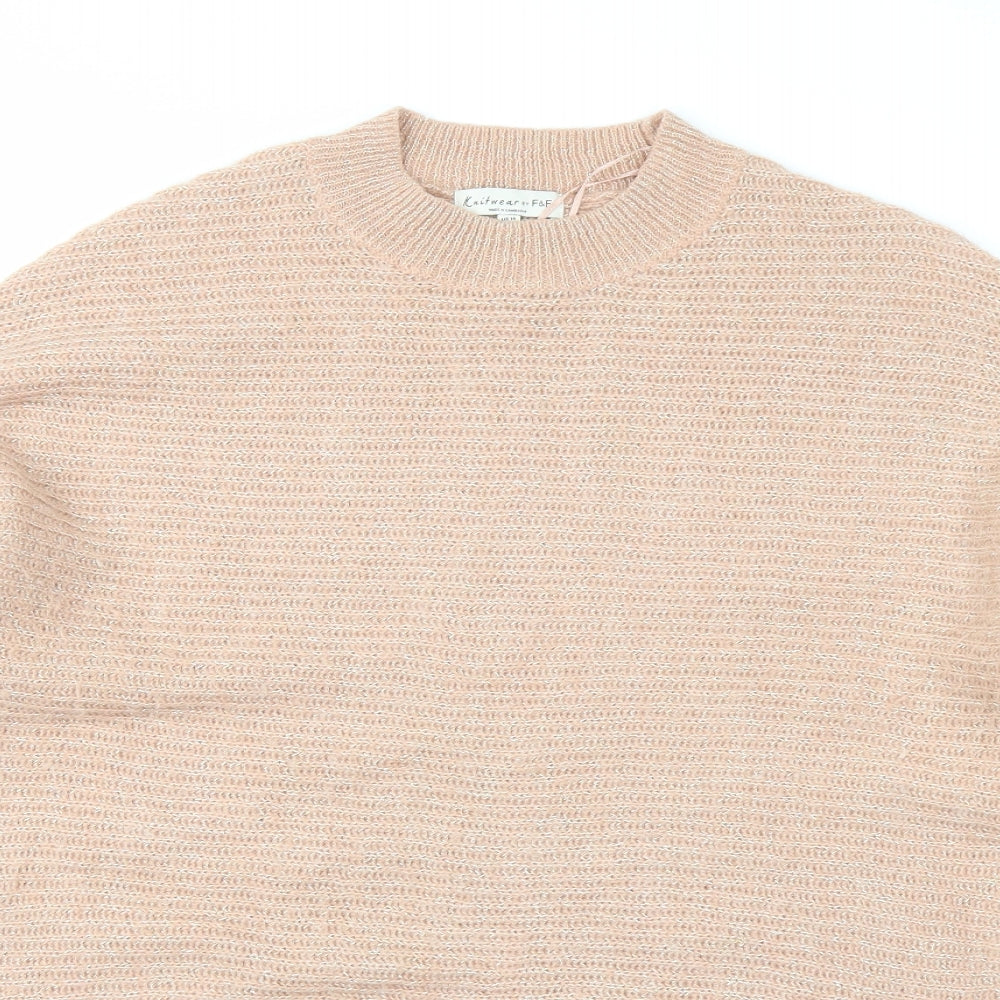 F&F Womens Pink  Knit Pullover Jumper Size 14
