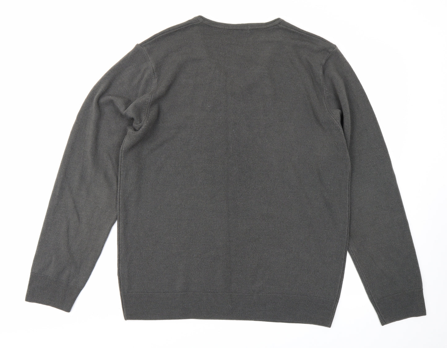 M&S Mens Grey  Knit Pullover Jumper Size L