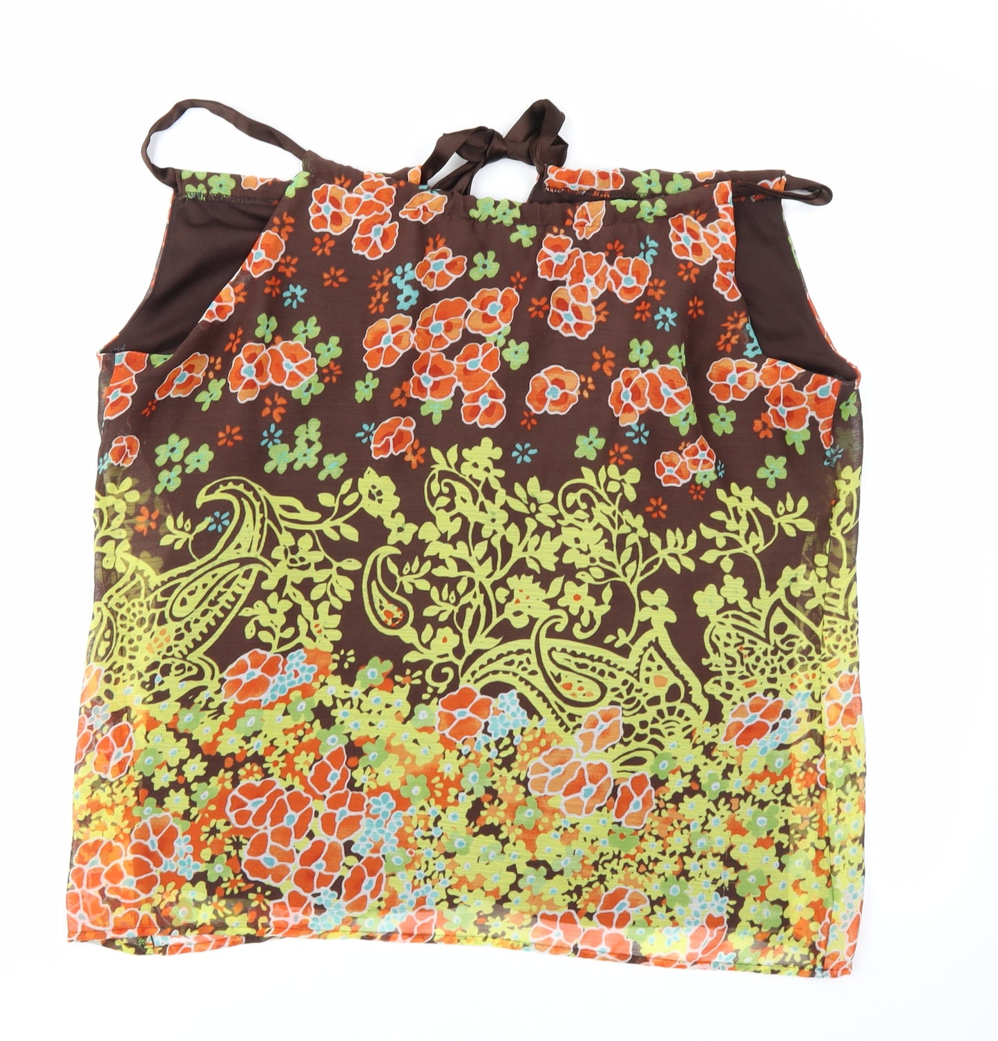 Takara Womens Brown Floral  Basic Blouse Size L