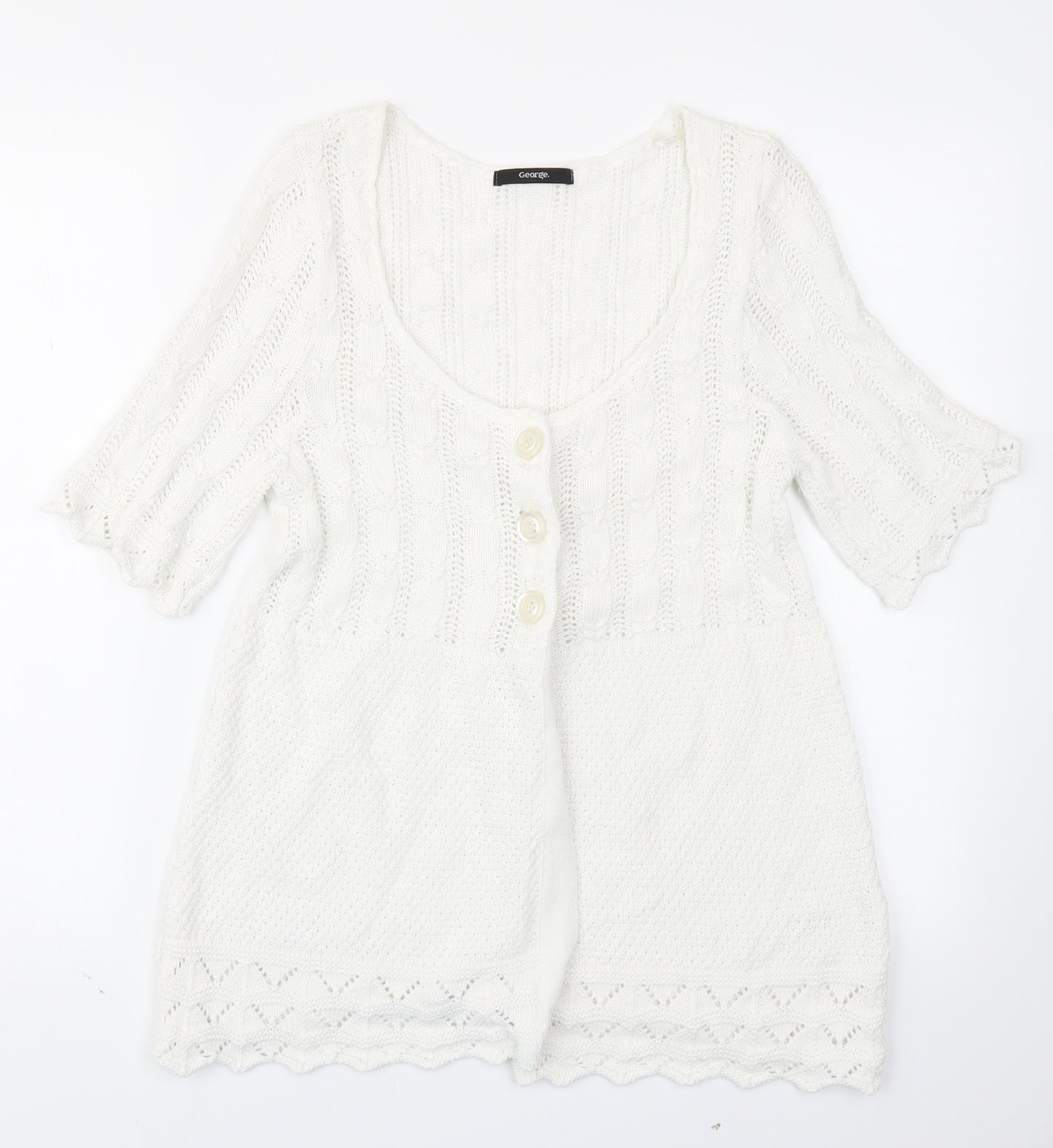 George Womens White  Knit Cardigan Jumper Size 14