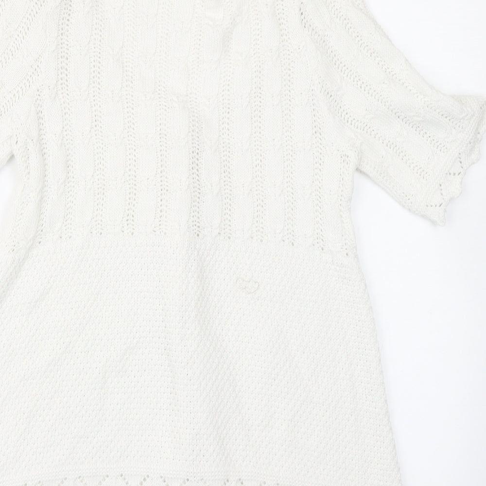 George Womens White  Knit Cardigan Jumper Size 14
