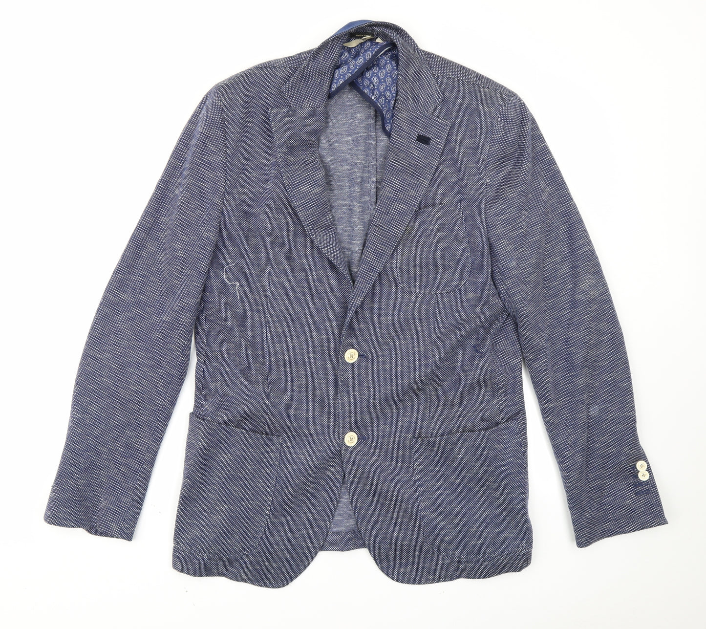 Massimo Dutti Mens Blue Polka Dot  Jacket Blazer Size 42
