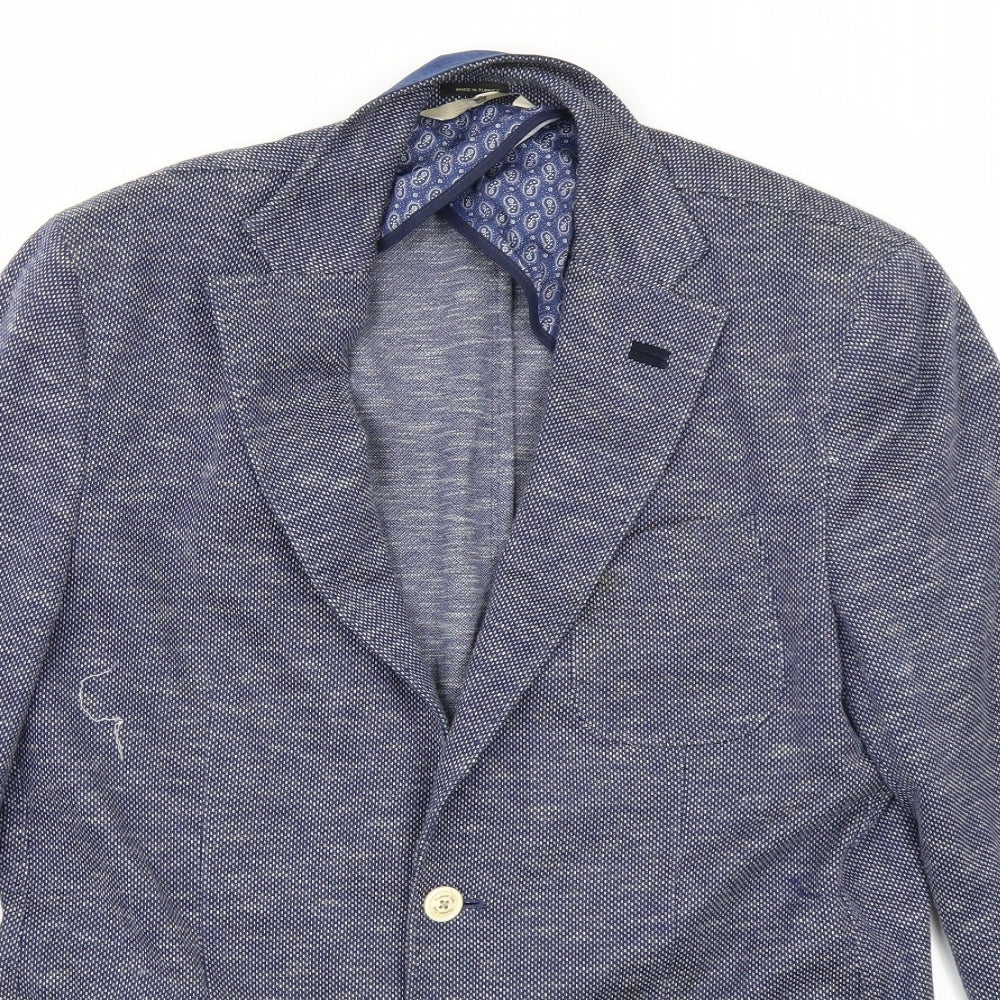 Massimo Dutti Mens Blue Polka Dot  Jacket Blazer Size 42