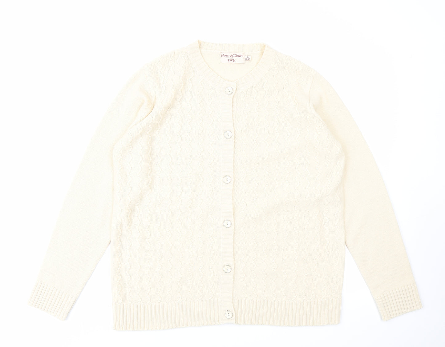 Honor Millburn Womens Ivory  Knit Cardigan Jumper Size L