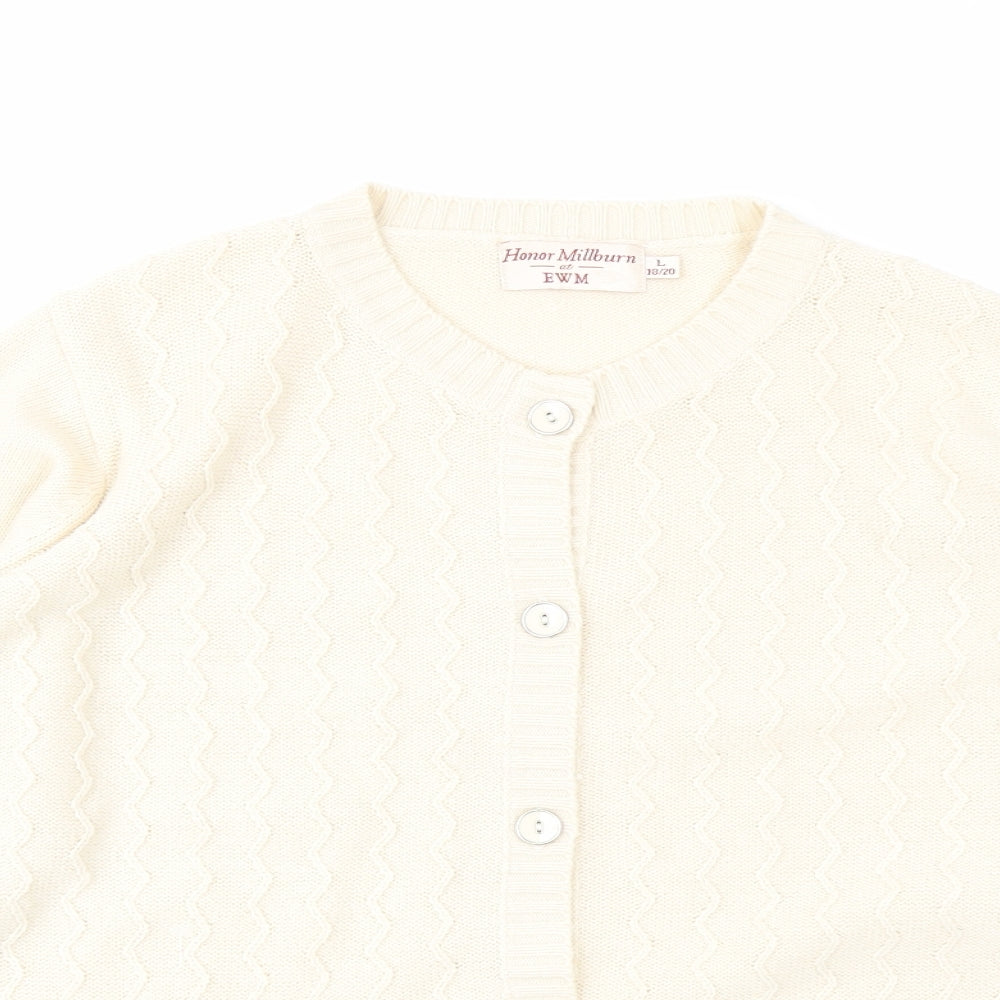 Honor Millburn Womens Ivory  Knit Cardigan Jumper Size L