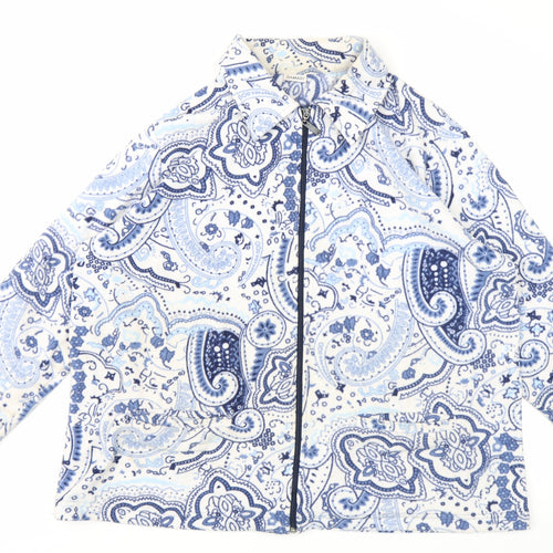 Damart Womens Blue Batik Fleece Full Zip Sweatshirt Size 22