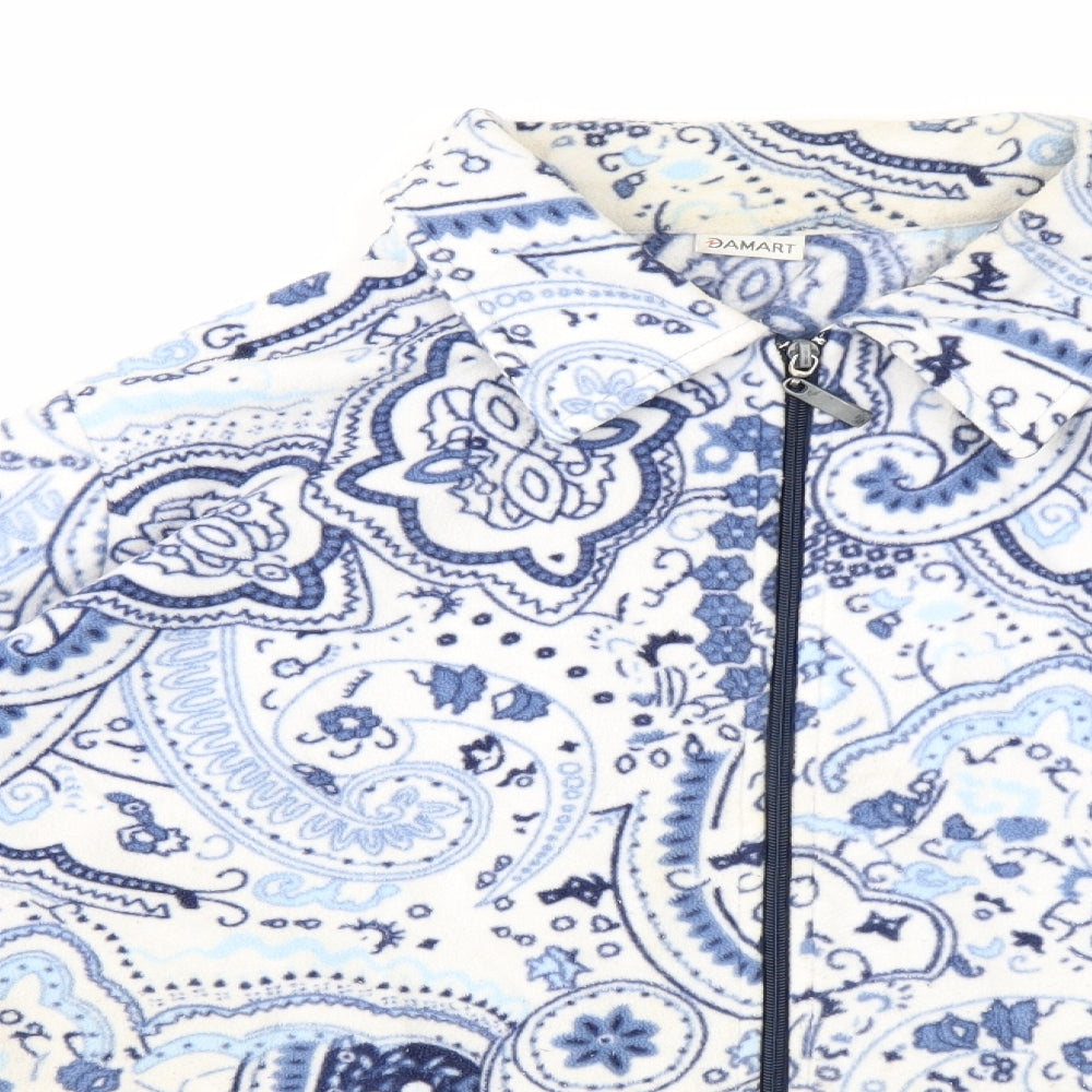Damart Womens Blue Batik Fleece Full Zip Sweatshirt Size 22