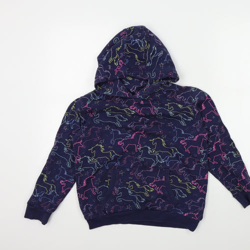 NEXT Girls Blue Colourblock  Pullover Jumper Size 11 Years  - UNICORN
