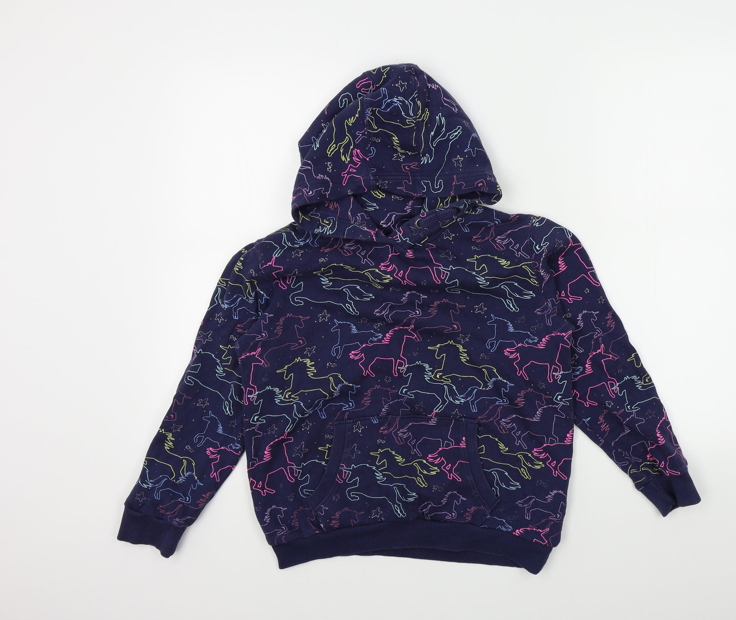 NEXT Girls Blue Colourblock  Pullover Jumper Size 11 Years  - UNICORN