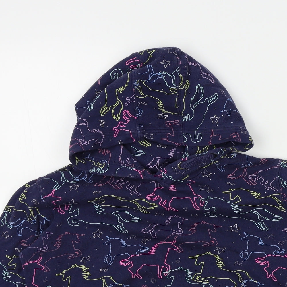 NEXT Girls Blue Colourblock  Pullover Jumper Size 11 Years  - UNICORN