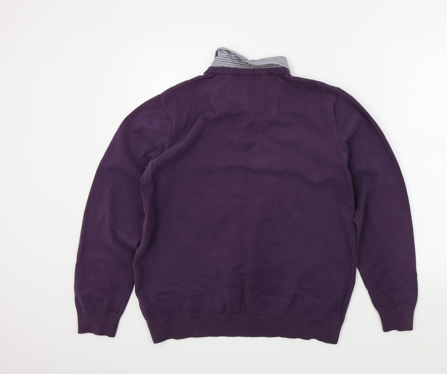 Primark Mens Purple   Pullover Jumper Size L  - shirt collar insert
