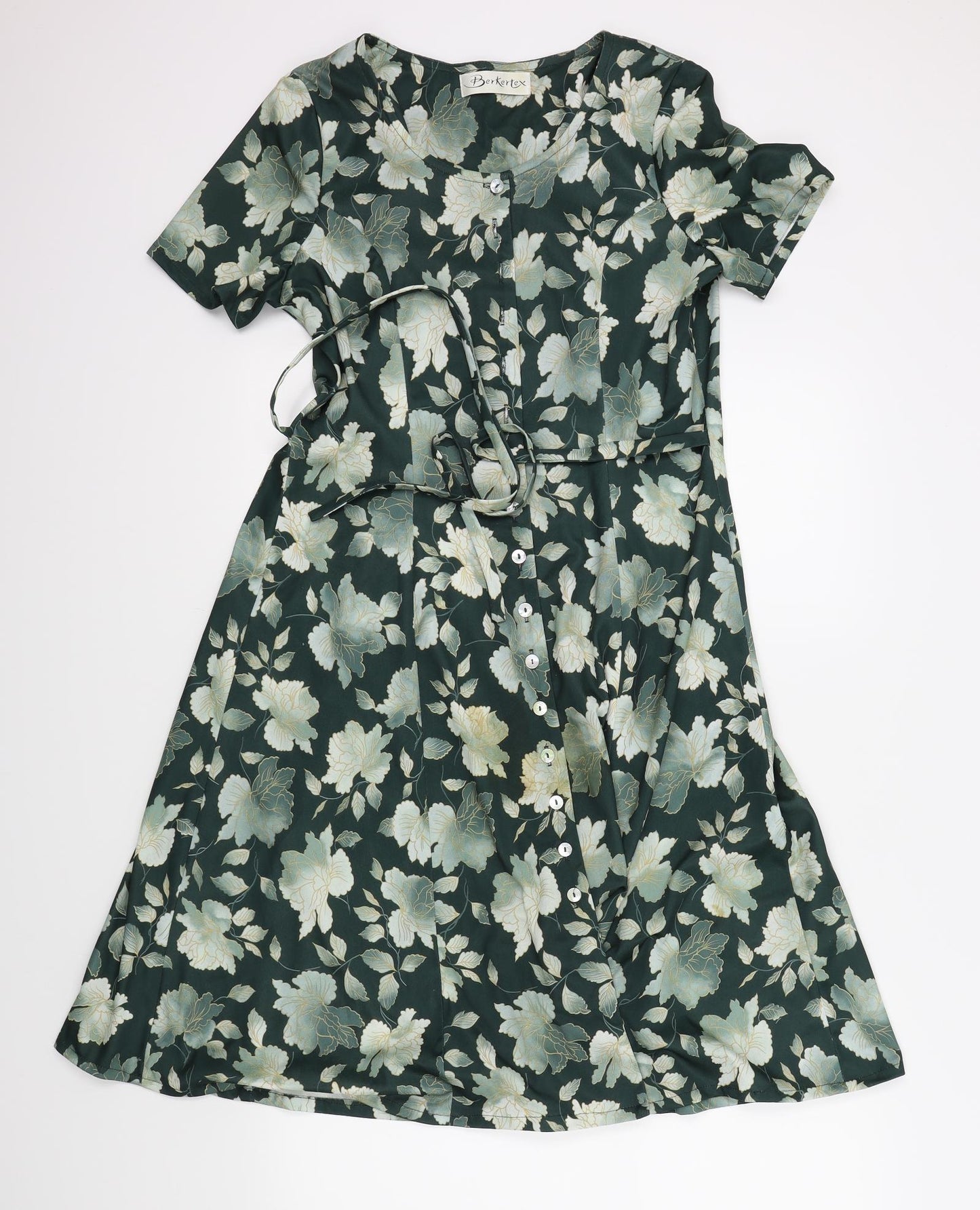 Berkertex Womens Green Floral  Fit & Flare  Size 14