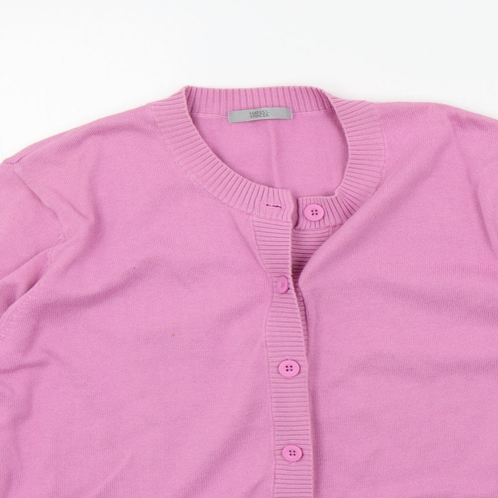 M&S Womens Pink   Cardigan Jumper Size 16