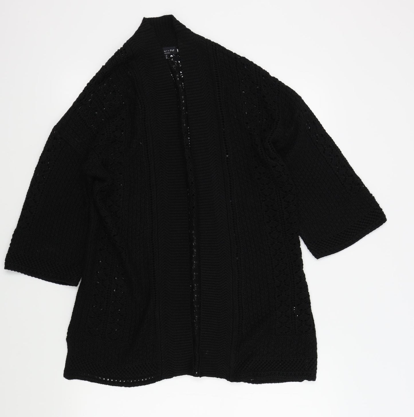 F&F Womens Black Houndstooth  Cardigan Jumper Size 12
