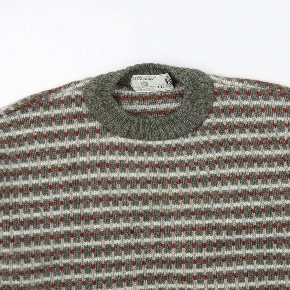 st michael Mens Green Geometric  Pullover Jumper Size XL