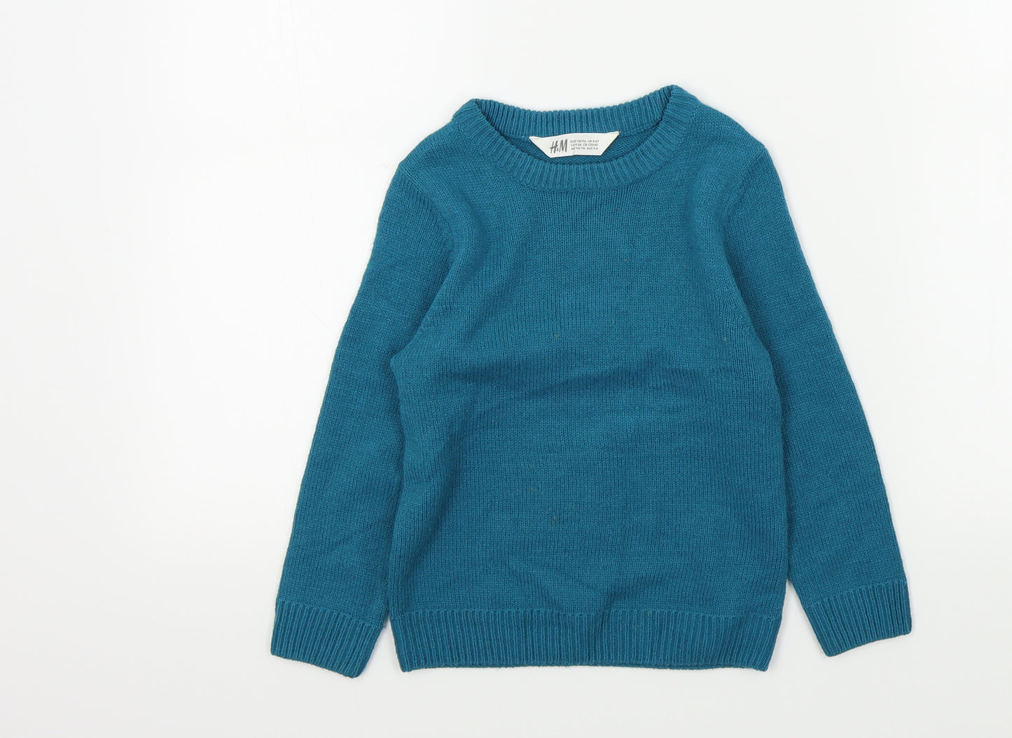 H&M Boys Blue Colourblock  Pullover Jumper Size 5-6 Years