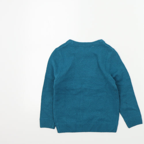 H&M Boys Blue Colourblock  Pullover Jumper Size 5-6 Years